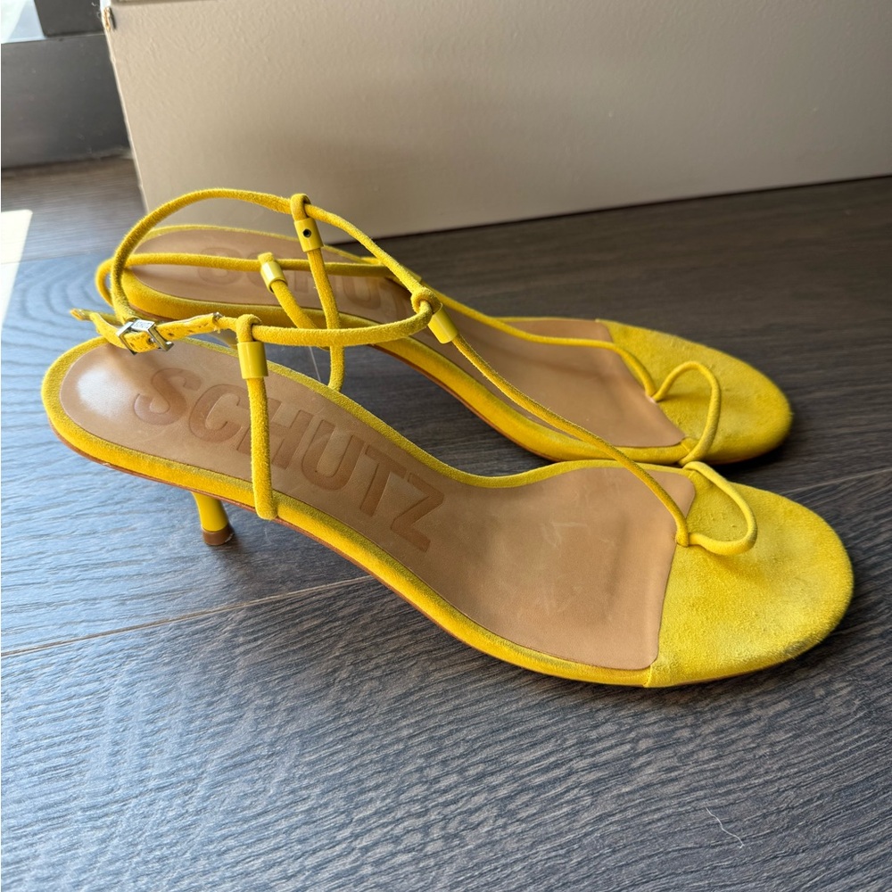 SCHUTZ Bright Yellow Heeled Sandals